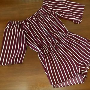 Wine Striped Summer Romper
